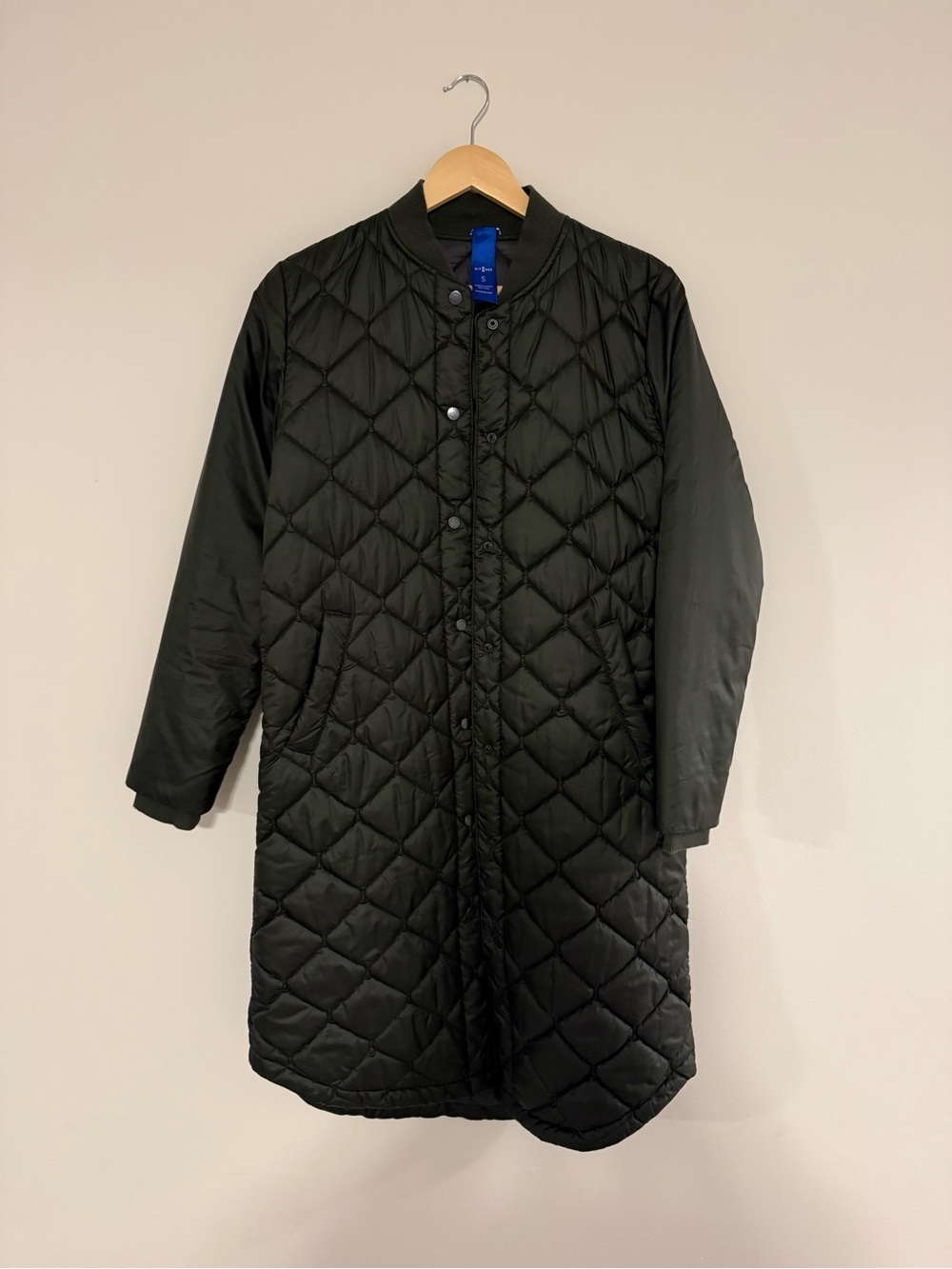 Kit and Ace Black Quilted Long Coat